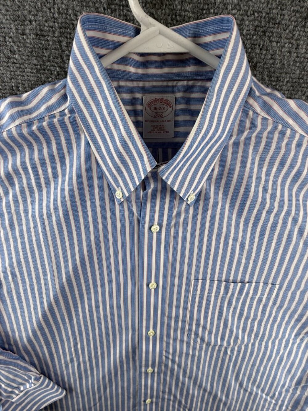 Brooks Brothers Blue Button-Down Cotton Non-Iron Regular Striped 16 32/33 Men